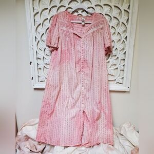 Adonna Pink Floral House Dress Tea Dyed And Rose Quartz Overdyed Large